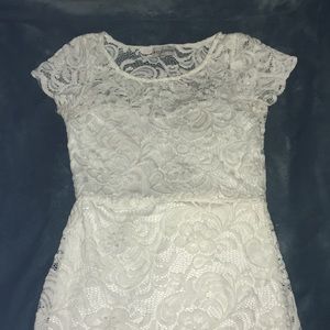 ALL WHITE FLORAL LACE DRESS